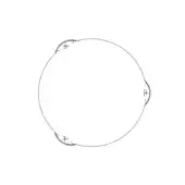 Minimalist graphic composition featuring a white circle with three equidistant black linear groupings, creating a simple, abstract architectural design.