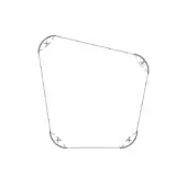 Trapezoidal geometric diagram with black lines on white, featuring stylized "X" marks at corners and a right angle symbol, minimalist schematic.