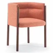 Baia 2160 dining chair, coral textured upholstery, dark brown wood frame with cylindrical legs and back posts.