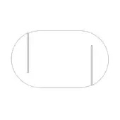 Abstract oval composition, white and black, features intersecting vertical lines within a minimalist geometric design and flat lighting.