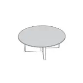 Round coffee table, gray glass top, with white curved wooden legs, minimalist design, centered circular indentation, studio lighting.