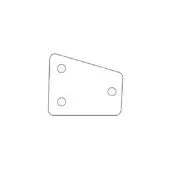 Metal mounting plate, dark gray outline, asymmetrical hole placement, trapezoid shape, technical illustration, minimalist design.
