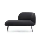 Superior Bross Sit chaise lounge with dark gray textured premium fabric and slender metal legs