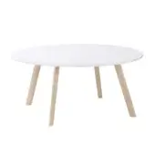 Elegant Lapalma Auki coffee table with matte white HPL Fenix® top and light-toned solid ash wood legs