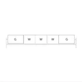 Diagram of six rectangular blocks labeled “G” and “W” in a horizontal sequence, black lines on a white background.