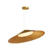 Captivating Kundalini Kate suspension lamp with luxurious opal diffuser and premium aluminum coated structure, exhibiting a textured golden finish