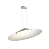 Superior Kundalini Kate suspension lamp with luminous central disc and aluminum coated structure in matte light color