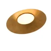 Distinguished Kundalini Kate ceiling lamp with an opal diffuser and premium aluminum coated structure in textured matte gold