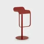 Distinguished Lapalma Lem stool with a uniform red powder-coated finish and matte chromed metal frame built with a swivel plywood seat