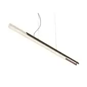 Superior Kundalini Dala Linear suspension lamp with a dark brown wood-like finish and opal diffuser crafted in Italy