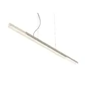 Superior Kundalini Dala Linear suspension lamp with metallic coated structure and opal diffuser in a neutral matte finish