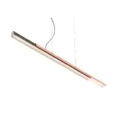Elegant Kundalini Dala Linear suspension lamp with rose gold metallic coated structure and white diffuser