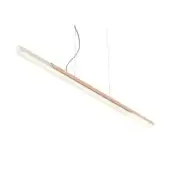 Exceptional Kundalini Dala Linear suspension lamp with luxurious opal diffuser and metallic coated structure in light brown or copper tone satin finish
