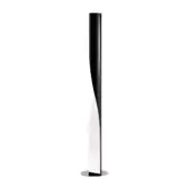 Exceptional Kundalini Evita floor lamp with a sinuous white fabric diffuser and glossy black accents built around steel technopolymers