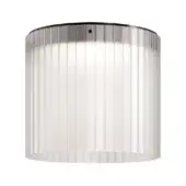 Superior Kundalini Giass ceiling lamp with cylindrical form and vertical ribbed detailing in blown sandblasted glass with coated metal structure