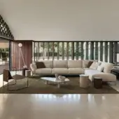 Exceptional Cierre1972 Chapeau sectional with cream textile upholstery and reclining backrests for personalized comfort