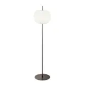 Elegant Kundalini Kushi XL floor lamp with spherical opal glass diffuser and slender black metal body