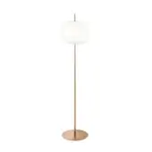 Distinguished Kundalini Kushi XL floor lamp with mouth-blown opal glass diffuser and smooth copper metallic stem