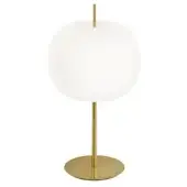 Distinguished Kundalini Kushi XL lamp with a lavish opal diffuser crafted from dual layers of mouth-blown glass and glossy brass finish