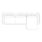 Sectional sofa line drawing, modular construction, rectangular cushions, white background, geometric design, L-shape configuration, simple modern style.