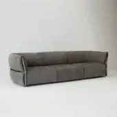 Distinguished Cierre1972 Belt sofa with grayish-brown suede-like upholstery and light gray metal frame