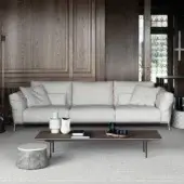 Harmonious Cierre1972 Chapeau sofa upholstered in neutral textile with a matte finish including four acrylic silicon microfiber cushions