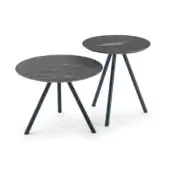 Superior Bolzan Letti Jill side table with gray tabletop and dark blue metal legs in matte finish