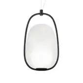 Superior Kundalini Lannà suspension lamp with an opal diffuser built in blown glass and metallic coated structure