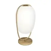 Captivating Kundalini Lannà table lamp with a two-layer opal blown glass diffuser and golden metallic coated structure