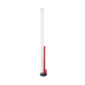 Superior Kundalini Model T floor lamp with a tubular opal methacrylate diffuser and metallic coated structure in red, pink, and blue