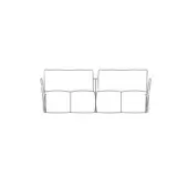 Three-seater sofa line drawing, modular design, white background, boxy sections, square cushions, minimalist geometric structure.
