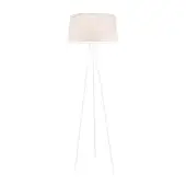 Elegant Kundalini Tripod floor lamp with cream fire-resistant fabric and white painted premium metal structure
