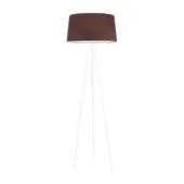 Distinguished Kundalini Tripod floor lamp with white painted premium metal and dark brown fire-resistant fabric shade