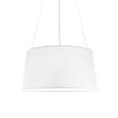 Elegant Kundalini Tripod suspension lamp in white fire-resistant fabric with a painted premium metal structure