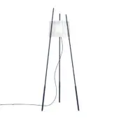 Distinguished Kundalini Tyla floor lamp with sandblasted mouth-blown glass and a metallic coated structure crafted in Italy