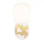 Distinguished Kundalini Hive table lamp in glossy enamel ceramic with geometric gold detailing and opal blown glass diffuser
