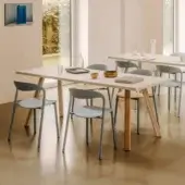 Superior Lapalma Ori table crafted in light ash wood with a matte finish and slanted legs