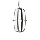 Superior Kundalini Kooi suspension lamp with transparent glass diffuser embraced by matte die-casted aluminum structure