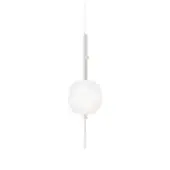 Superior Kundalini Motus suspension lamp with rounded opal glass diffuser and matte white metallic structure