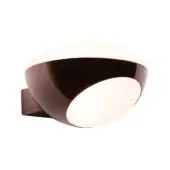 Elegant Kundalini Tua wall lamp with a black tin frame and frosted glass diffusers in glossy deep brown