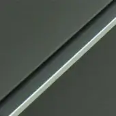 Dark grey lacquered cabinet section with diagonal silver metallic trim, matte finish, minimalist design, diffused lighting, smooth surfaces.