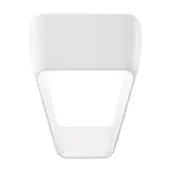 Distinguished Kundalini Frame wall lamp with hollow trapezoidal form crafted in glossy white and matt varnished aluminum diffuser