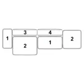 Rectangular diagram with black outlines and numbers 1-4 arranged asymmetrically on a white background, suggesting a chart or organizational layout.
