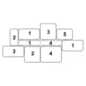 Rectangular number grid with bold sans-serif typefaces in black outlines on a white background, asymmetrical layout featuring numbers one to five.