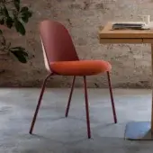 Elegant Miniforms Mariolina Basic chair with reddish-brown polypropylene frame and contrasting orange textile seat