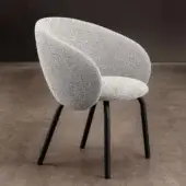 Superior Miniforms Nebula Tube chair upholstered in textured gray textile with dark metal legs and matte finish