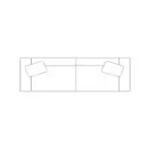 Modular sofa line drawing, black on white, rectangular form with square backrests, depicting “season sofa – size a” design.