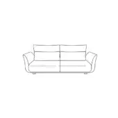 Clift two-seater sofa, black line drawing, rounded silhouette, wide armrests, high cushioned back, square legs, contemporary design.