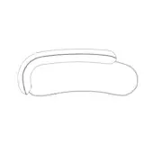 Seed chaise lounge – left, white line drawing, curved form with raised headrest, organic silhouette, smooth surface, studio rendering.