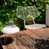 Avant-garde Casamania Alieno lounge chair with geometric form and smooth painted metal construction crafted for outdoor use
